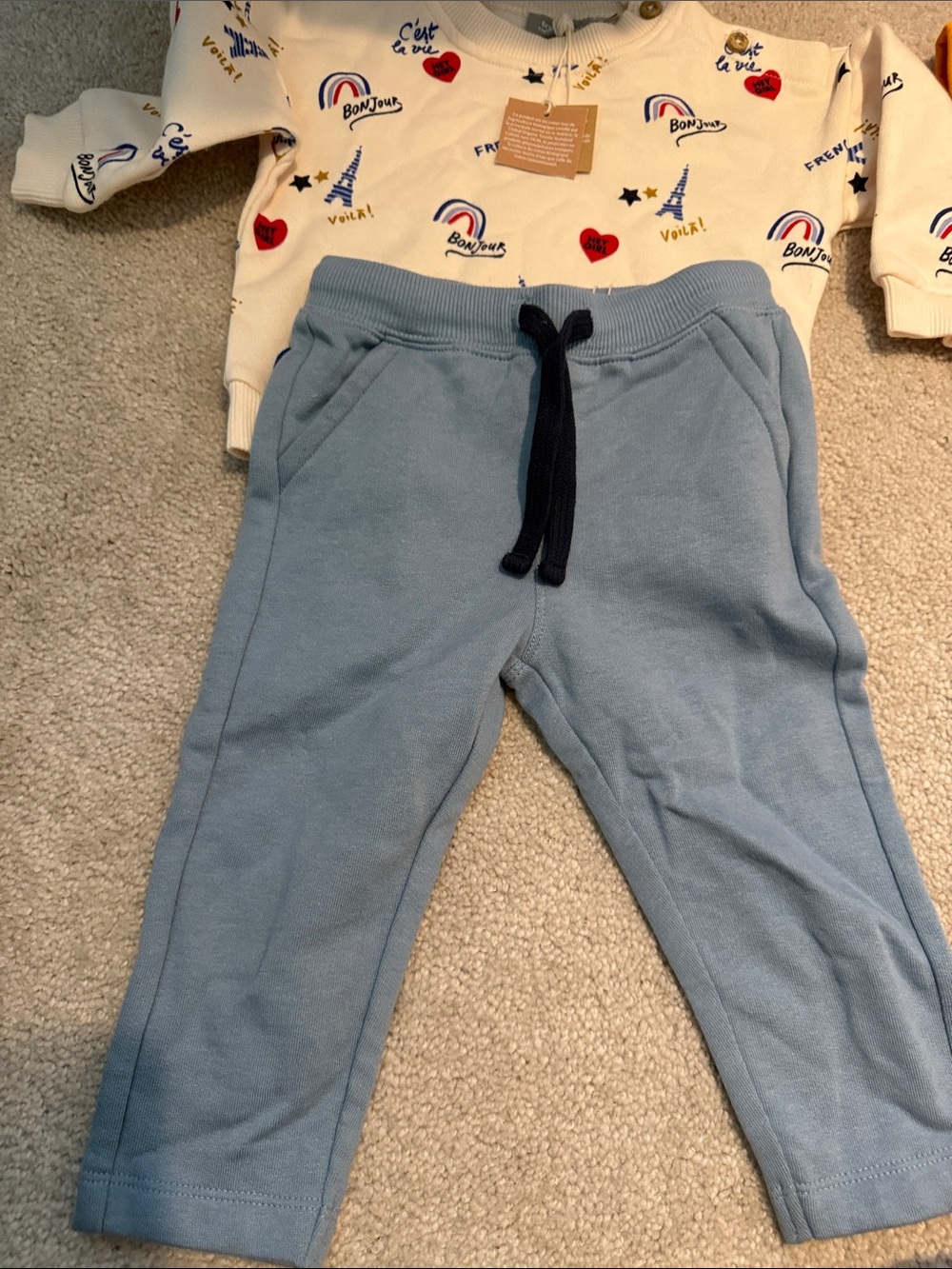 Girls 9M cotton, Paris top sweatshirt & pants  NWT  Bout Chou